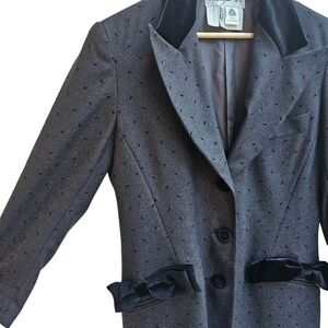 Apriori Wool and Viscose Riding Style Jacket with Bows on Pockets, Size Medium
